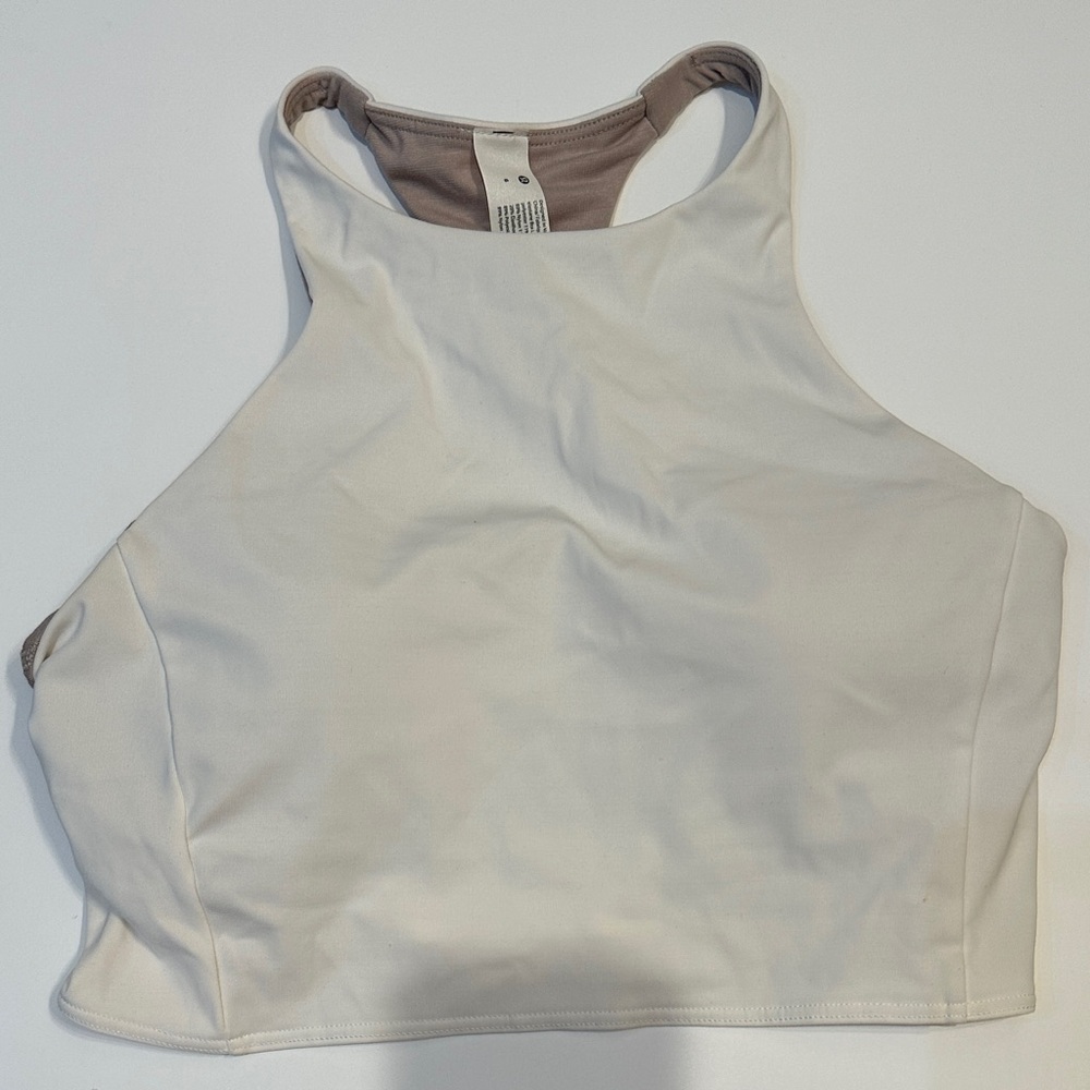 White lululemon sports High Neck Crop Top